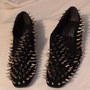 Black Spiked Loafers